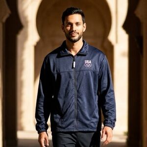 EUC Unisex Black Zip Jacket USA Olympics - Size Large